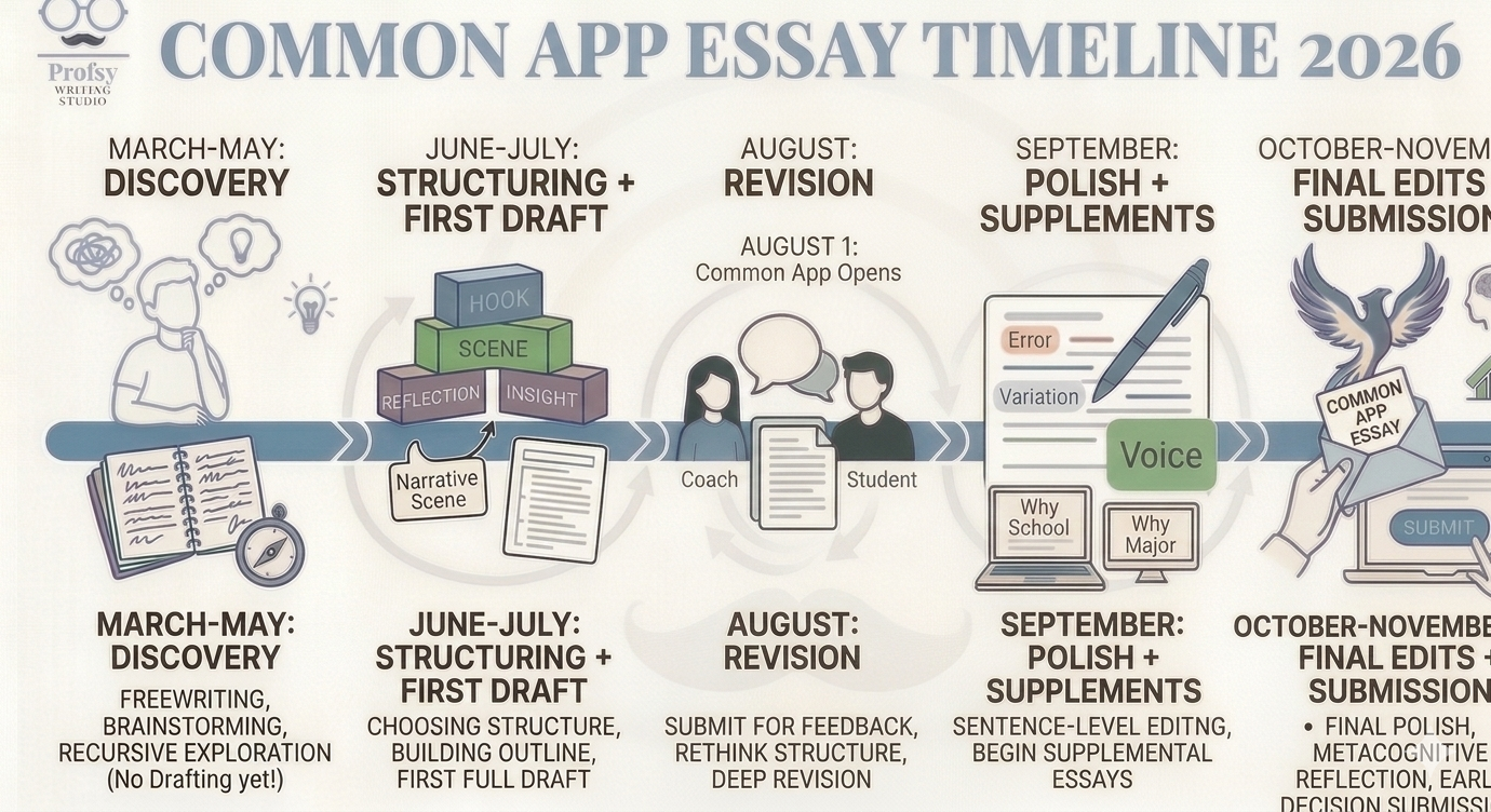 College essay timeline from March to November 2026